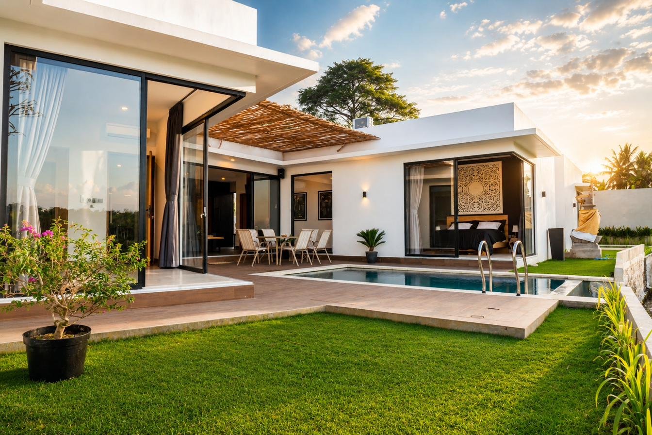 Vila Josef — exteriér s bazénem a zahradou